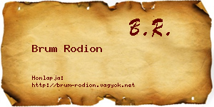 Brum Rodion névjegykártya